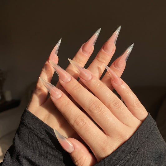Sheer Nude Cat Claw Clear Tip Press On Nails
