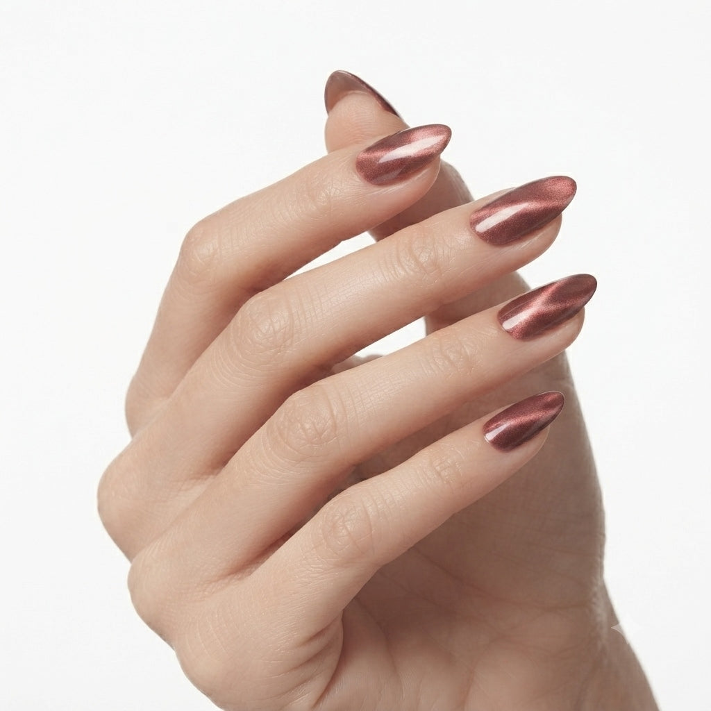 Cat Eye Rose Fresh Almond Press On Nails