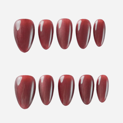 Cat Eye Rose Fresh Almond Press On Nails