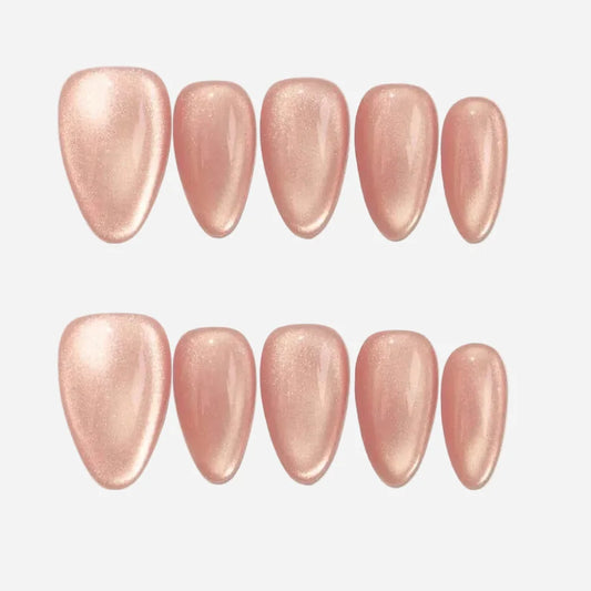 Cat Eye Rose Fresh Almond Press On Nails