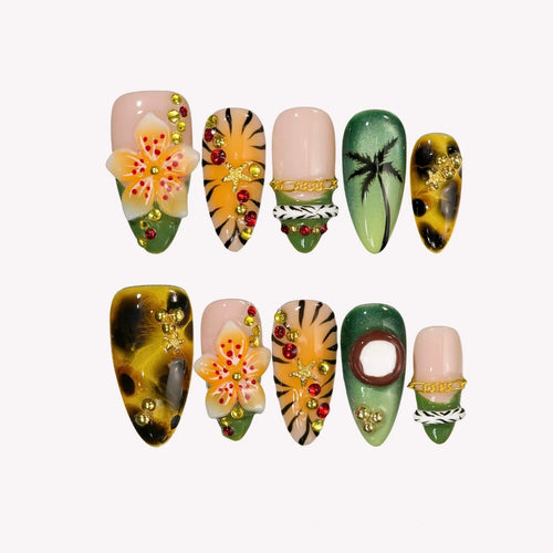 Safari Chrome Fresh Almond Press On Nails