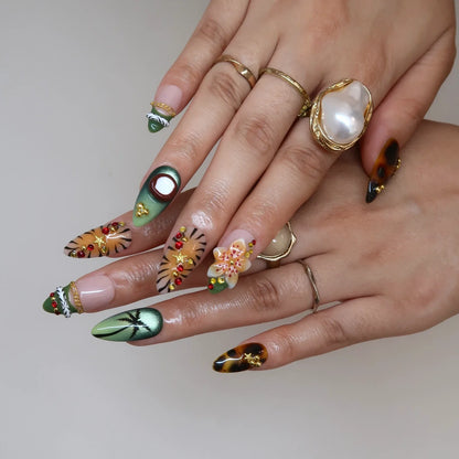 Safari Chrome Fresh Almond Press On Nails