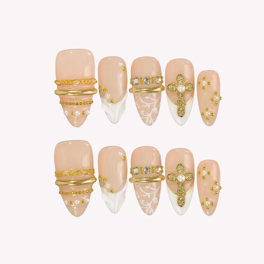 Saint Glow Chrome Elegant Almond Press On Nails