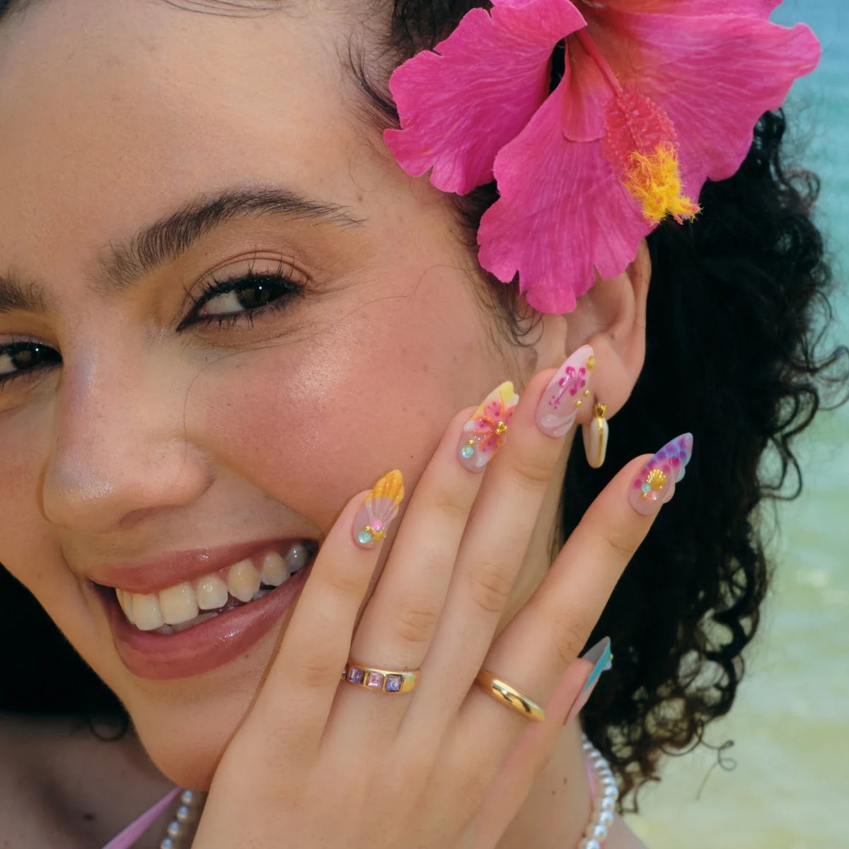 Sea You Soon Chrome Fresh Almond Press On Nails