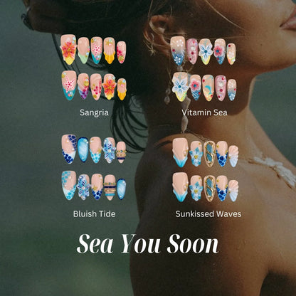 Sea You Soon Chrome Fresh Almond Press On Nails