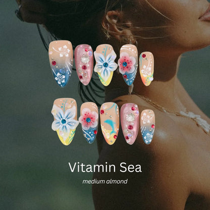 Sea You Soon Chrome Fresh Almond Press On Nails
