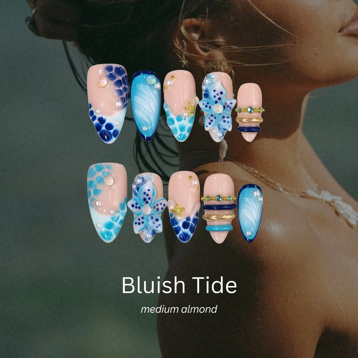 Sea You Soon Chrome Fresh Almond Press On Nails
