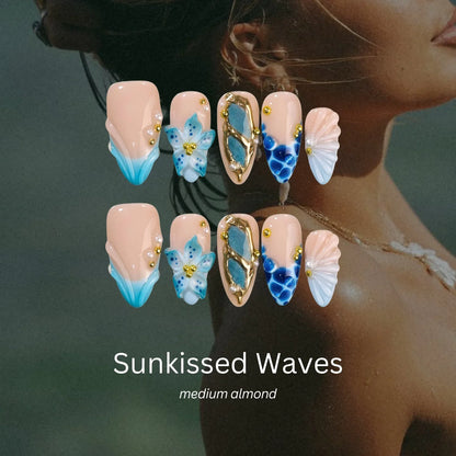 Sea You Soon Chrome Fresh Almond Press On Nails