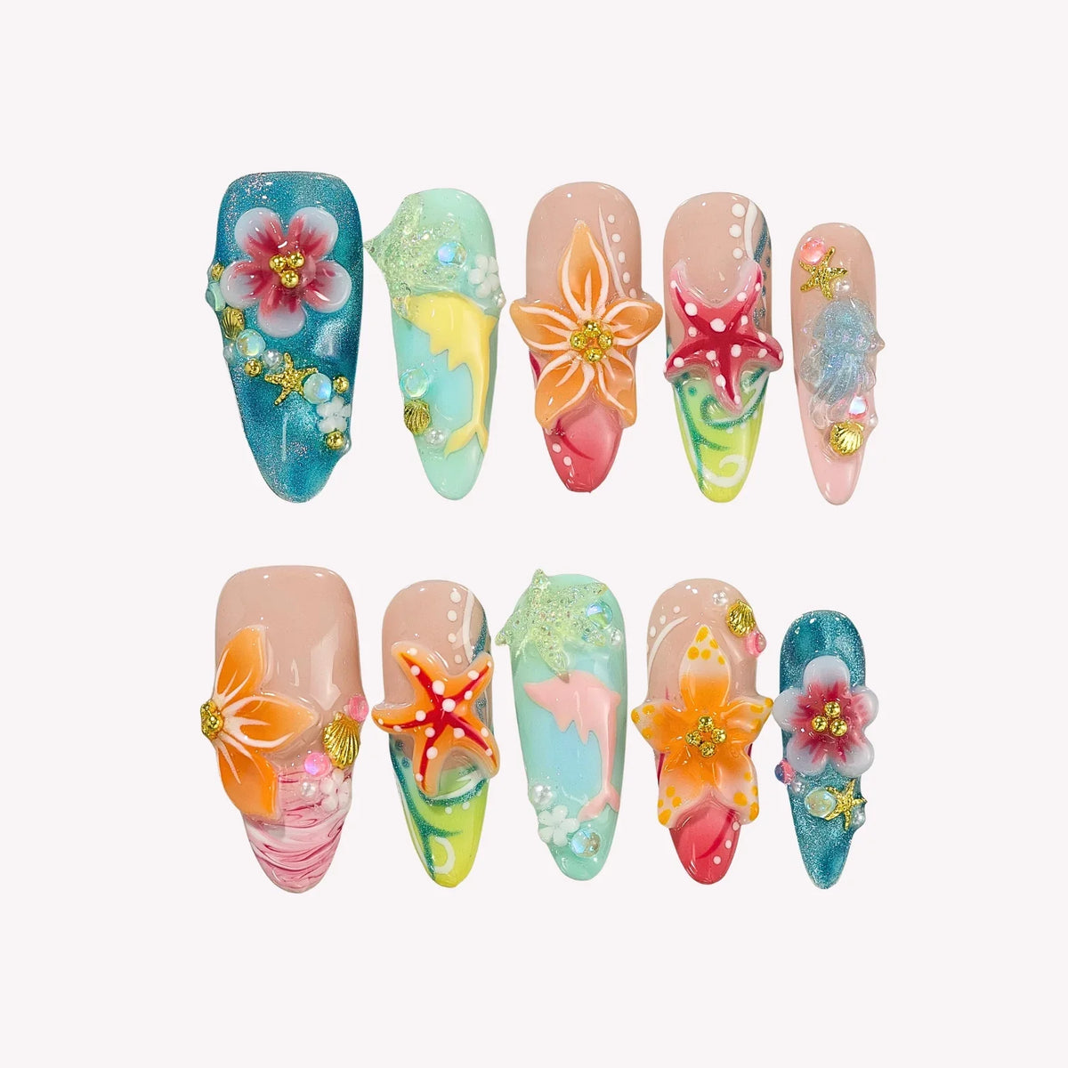 Seas The Day Aura Fresh Almond Press On Nails