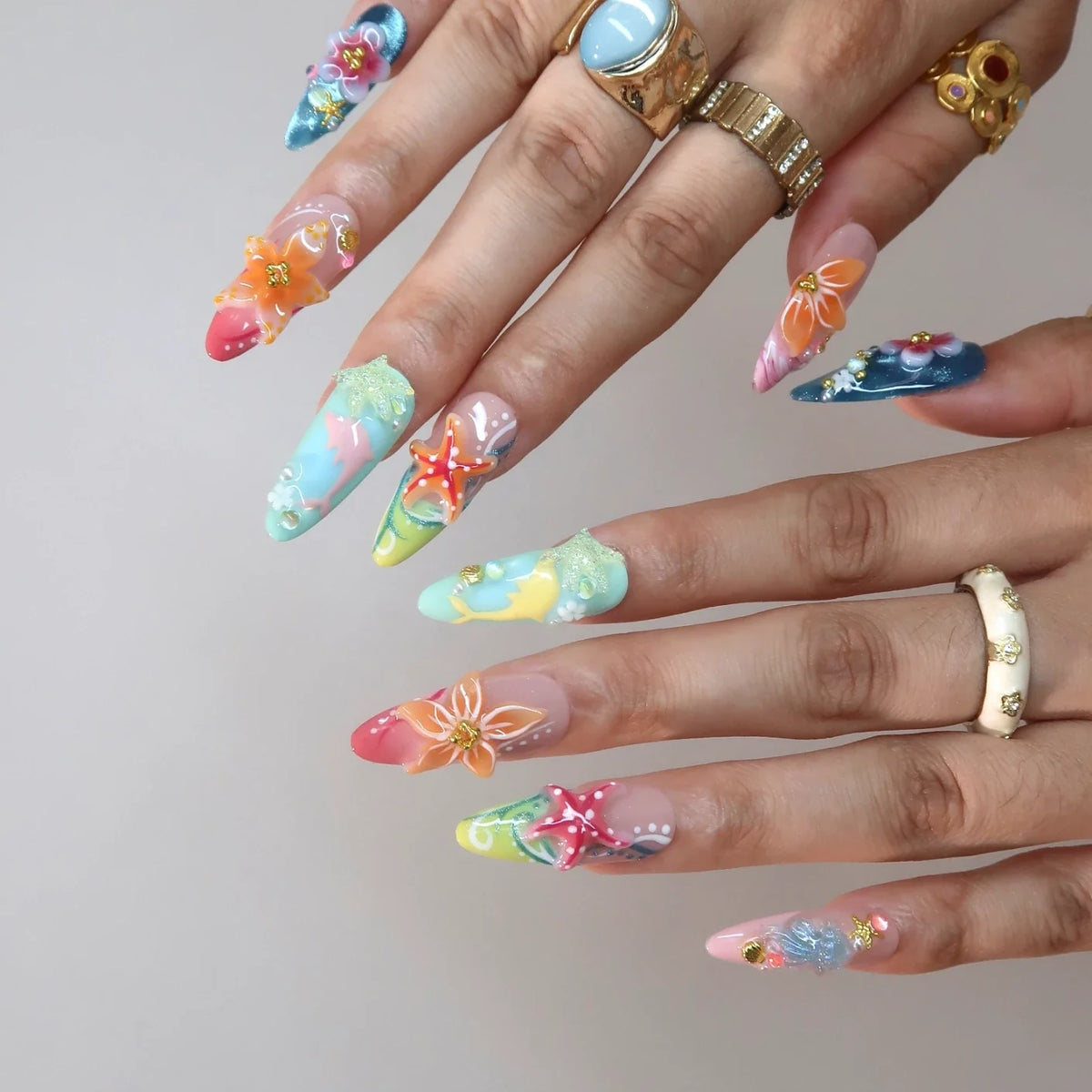 Seas The Day Aura Fresh Almond Press On Nails