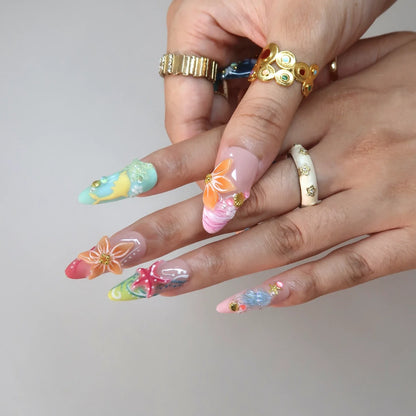 Seas The Day Aura Fresh Almond Press On Nails