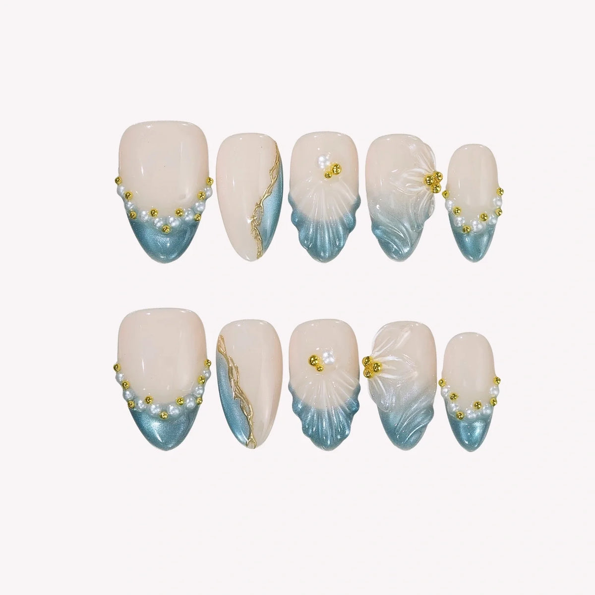 Shoreline Chrome Fresh Almond Press On Nails