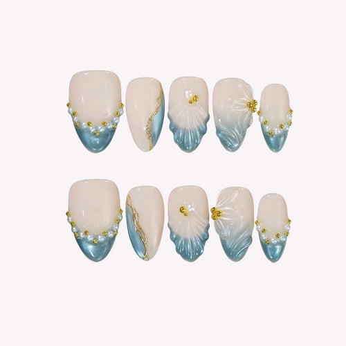Shoreline Chrome Fresh Almond Press On Nails