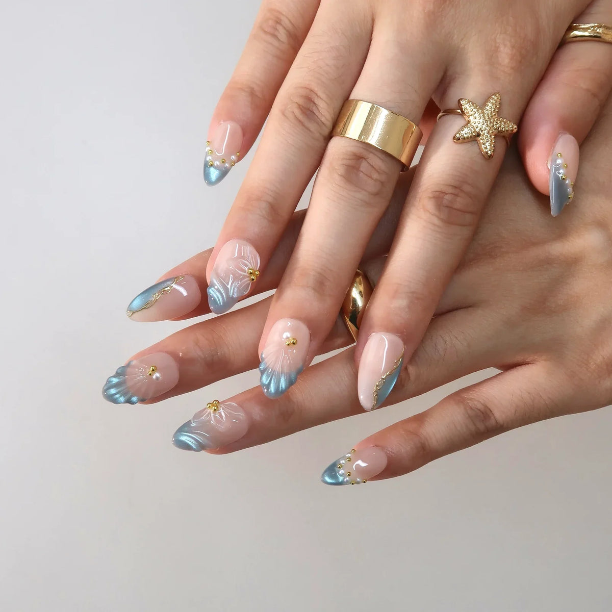 Shoreline Chrome Fresh Almond Press On Nails