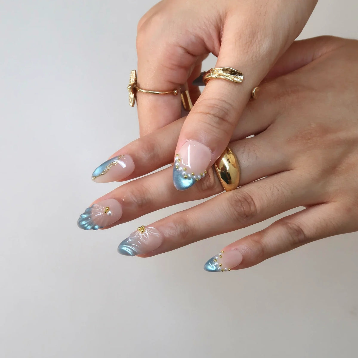 Shoreline Chrome Fresh Almond Press On Nails