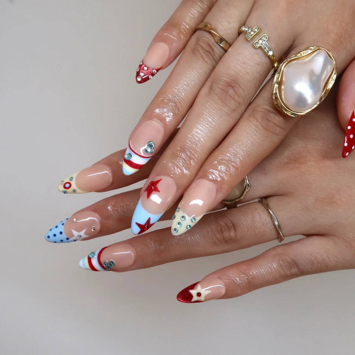 Starry Soda French Fresh Almond Press On Nails
