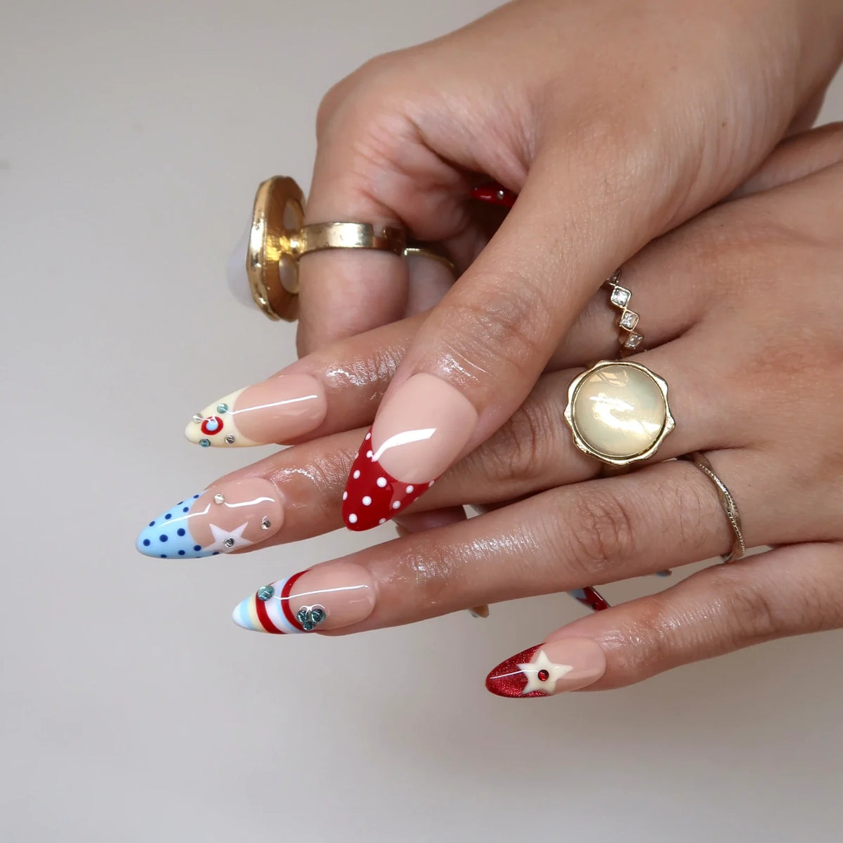 Starry Soda French Fresh Almond Press On Nails