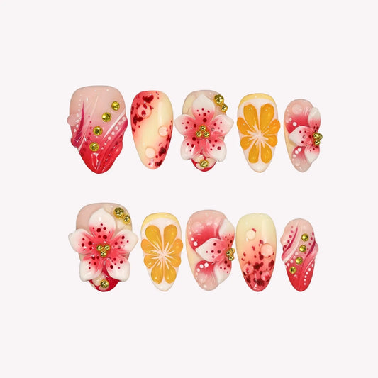 Stay In Bloom Aura Fresh Almond Press On Nails