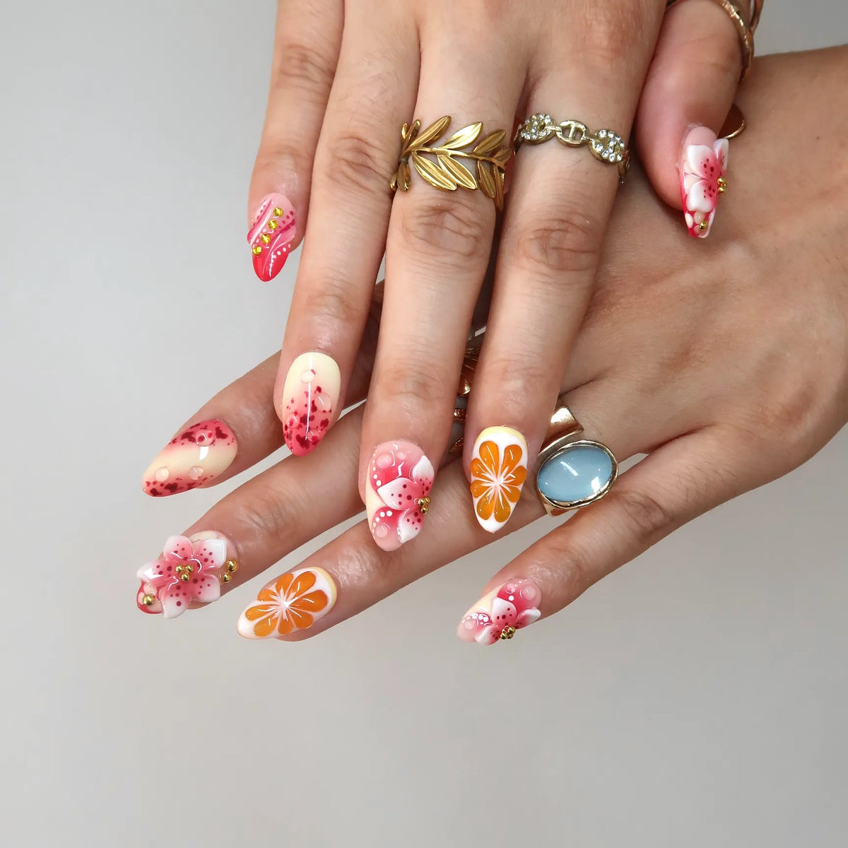 Stay In Bloom Aura Fresh Almond Press On Nails