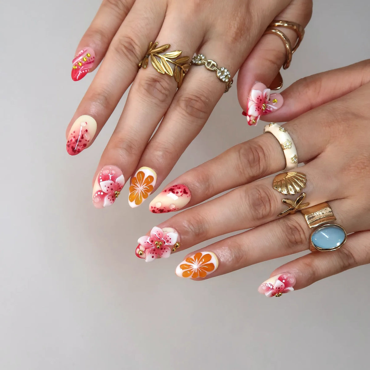 Stay In Bloom Aura Fresh Almond Press On Nails