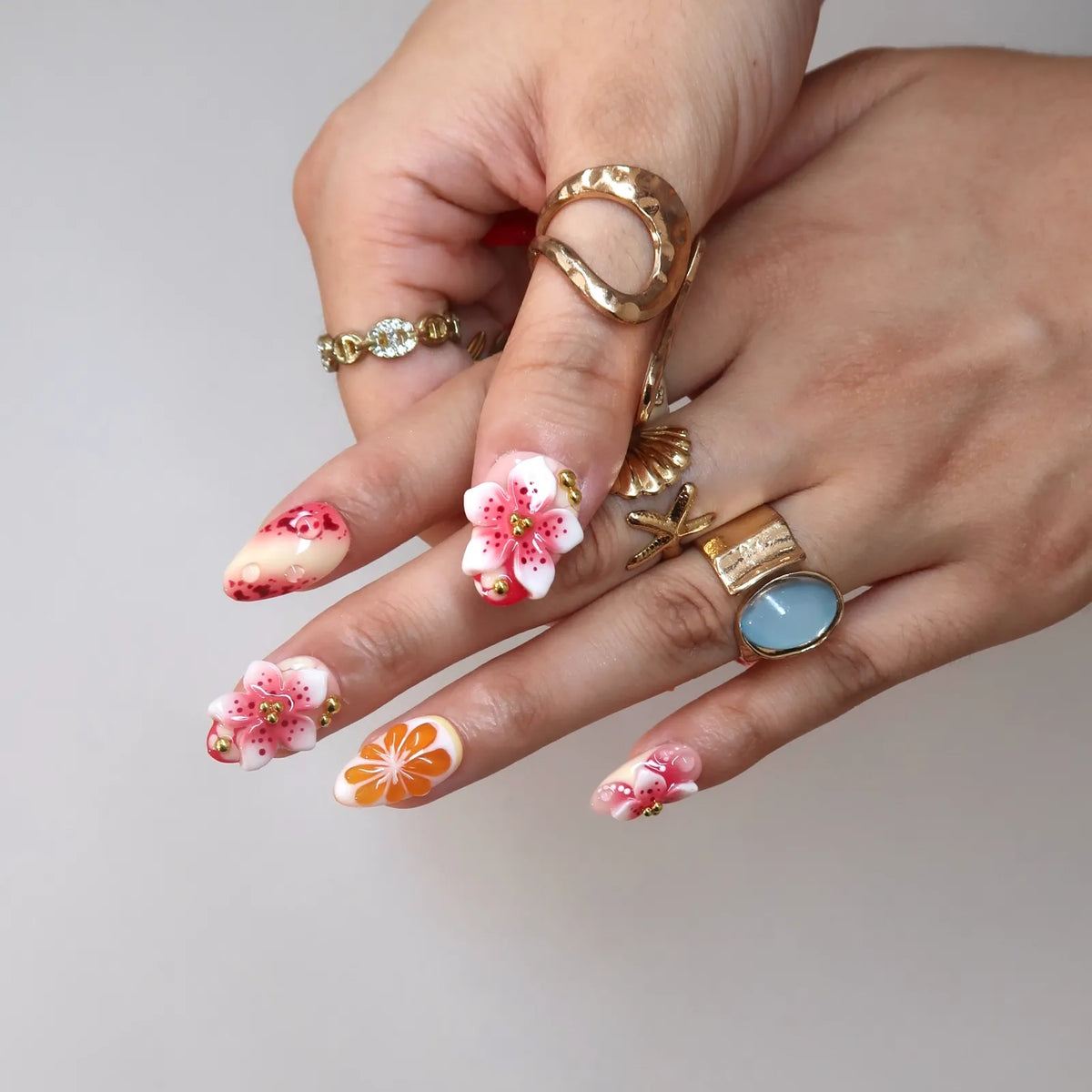Stay In Bloom Aura Fresh Almond Press On Nails