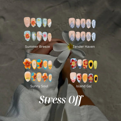 Stress Off Cat Eye Fresh Almond Press On Nails