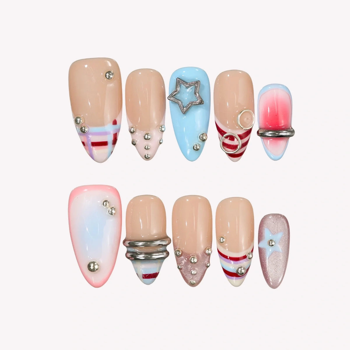 Sugar Trip Chrome Fresh Almond Press On Nails