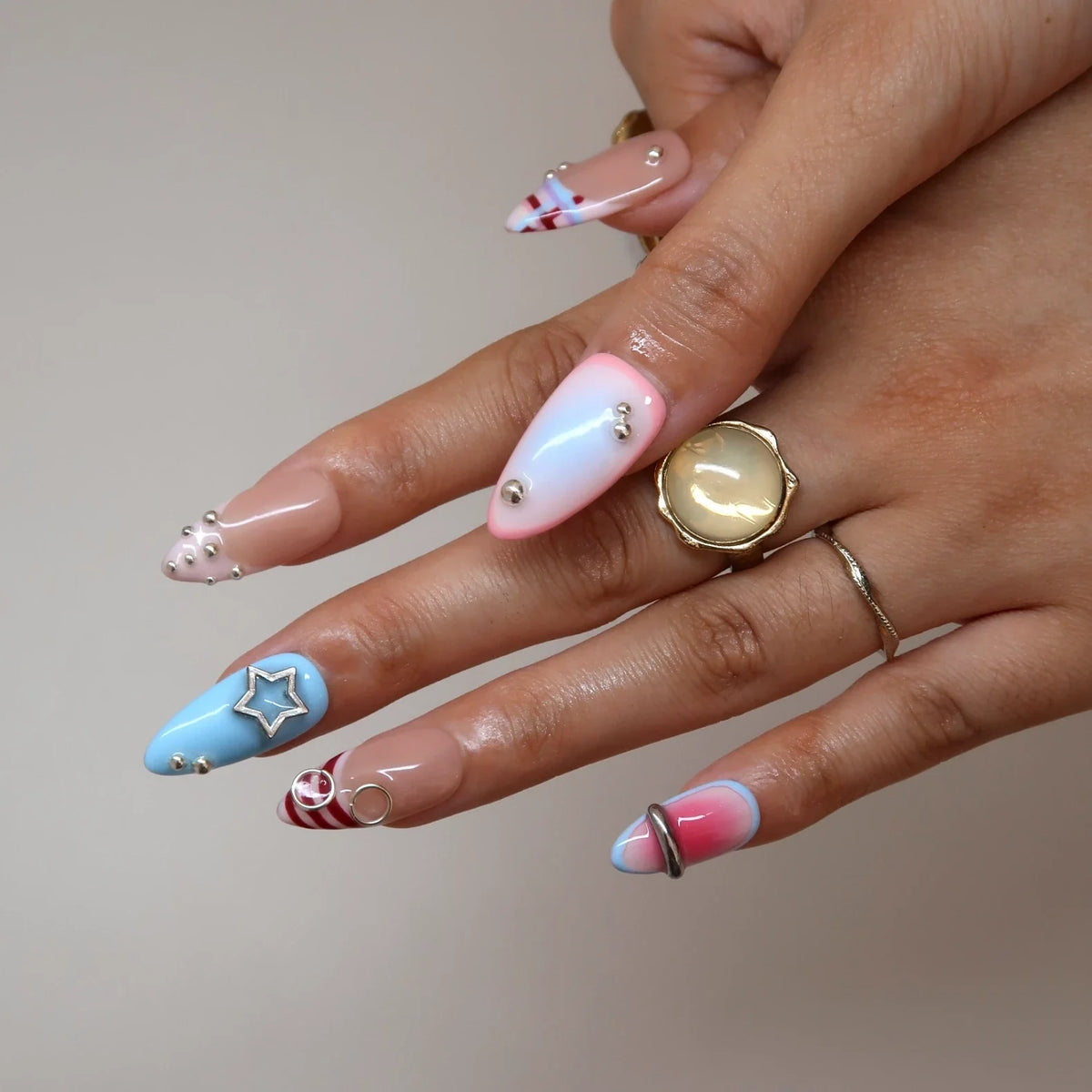 Sugar Trip Chrome Fresh Almond Press On Nails