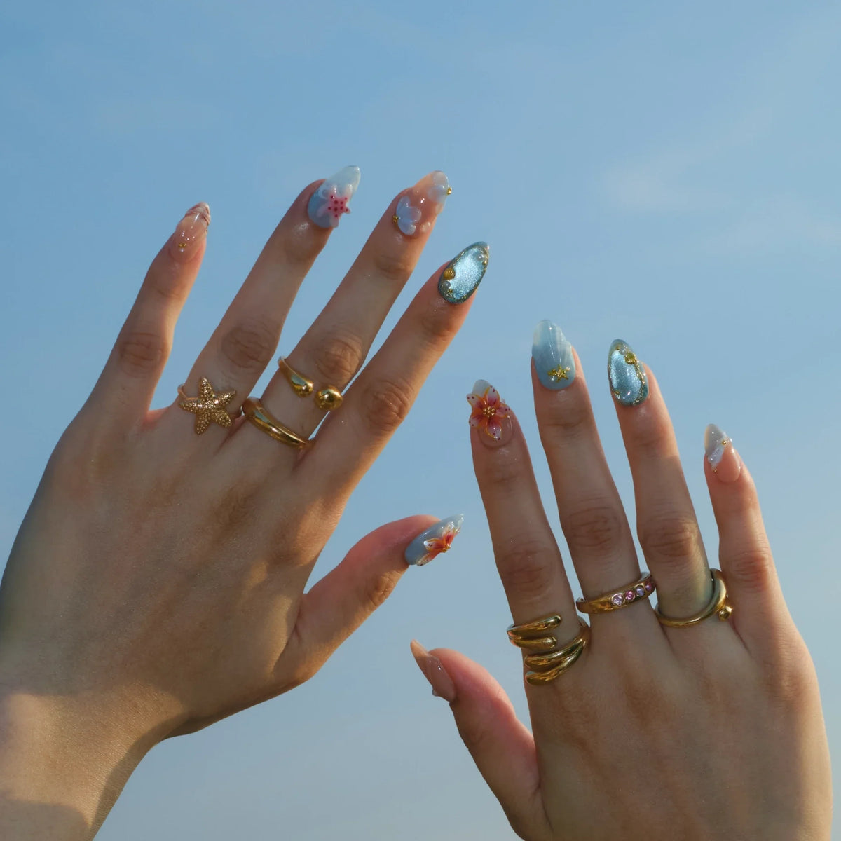 Summer Breeze Chrome Fresh Almond Press On Nails