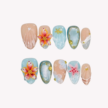 Summer Breeze Chrome Fresh Almond Press On Nails