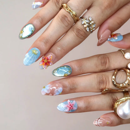 Summer Breeze Chrome Fresh Almond Press On Nails