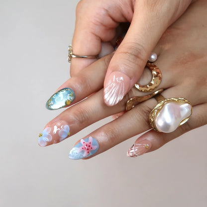 Summer Breeze Chrome Fresh Almond Press On Nails