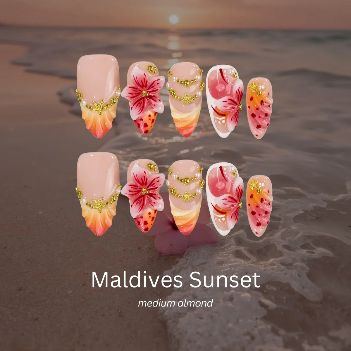 Sun Soaked Chrome Fresh Almond Press On Nails