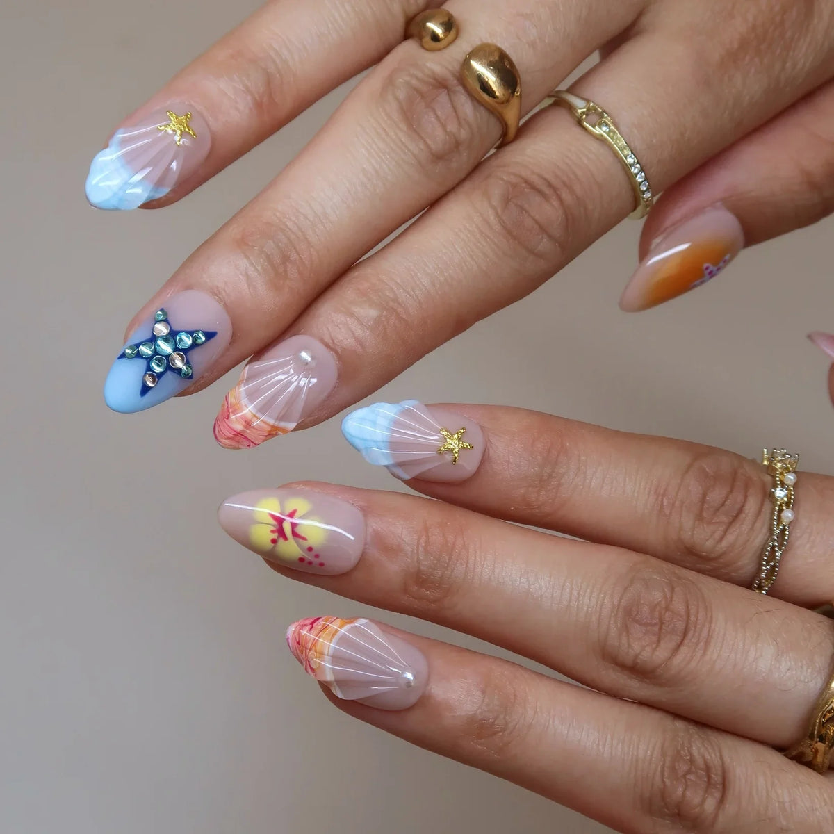 Sun Drunk Aura Fresh Almond Press On Nails