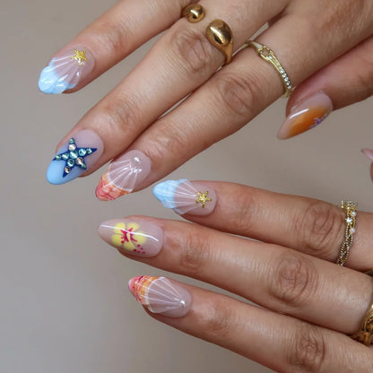 Sun Drunk Aura Fresh Almond Press On Nails
