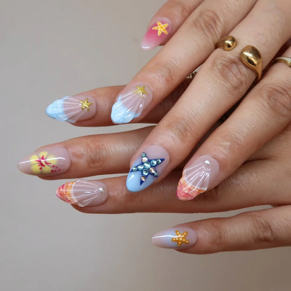Sun Drunk Aura Fresh Almond Press On Nails