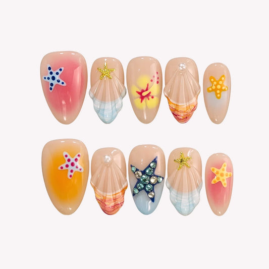 Sun Drunk Aura Fresh Almond Press On Nails