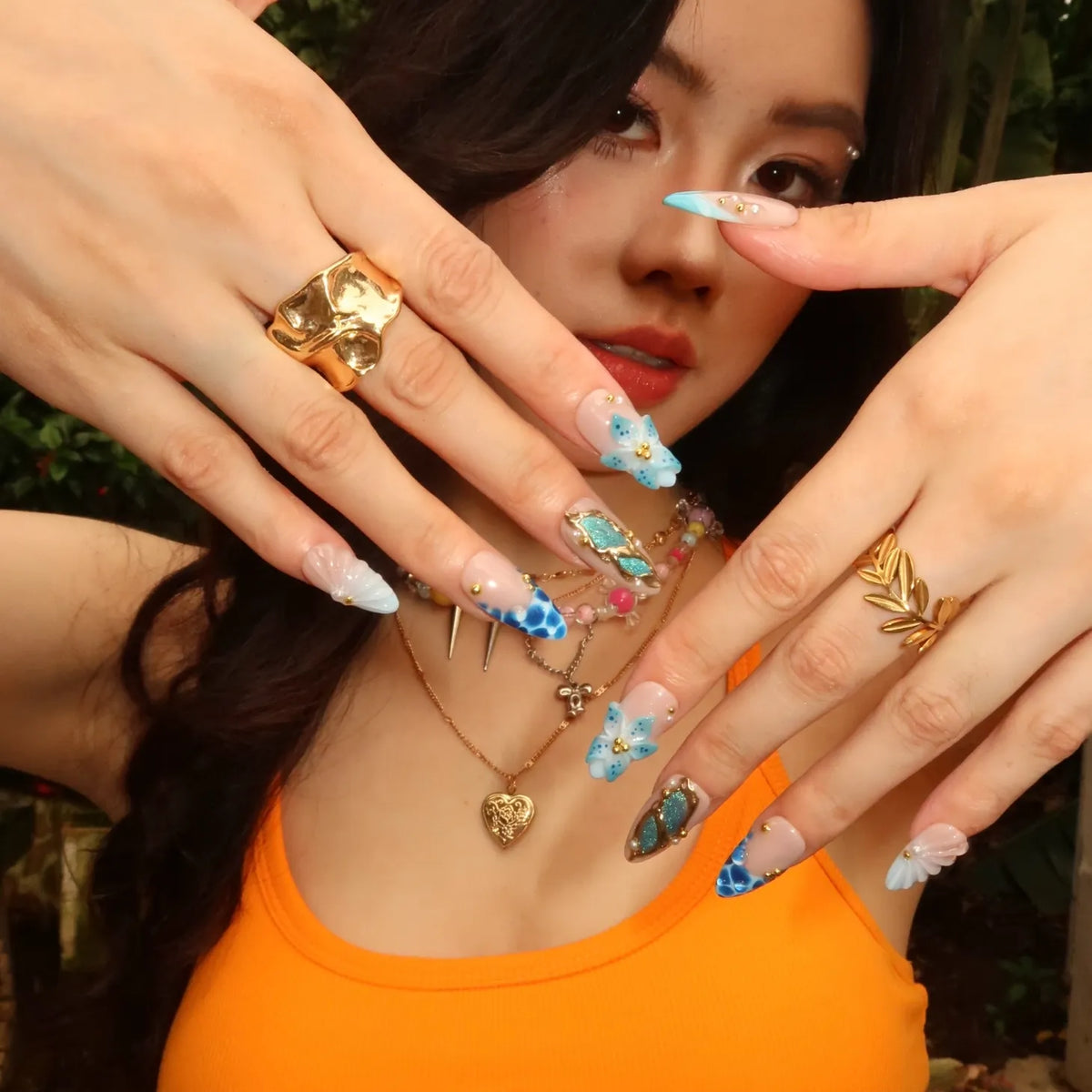 Sunkissed Waves Chrome Fresh Almond Press On Nails