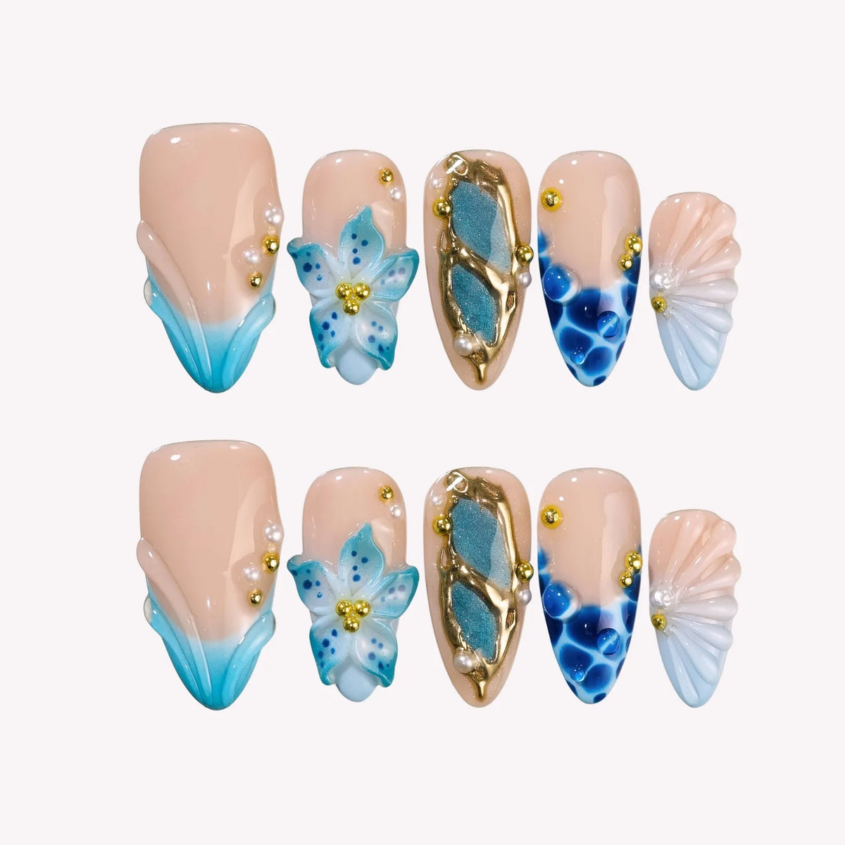 Sunkissed Waves Chrome Fresh Almond Press On Nails