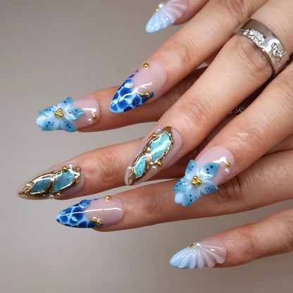 Sunkissed Waves Chrome Fresh Almond Press On Nails