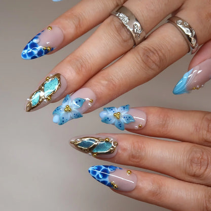 Sunkissed Waves Chrome Fresh Almond Press On Nails