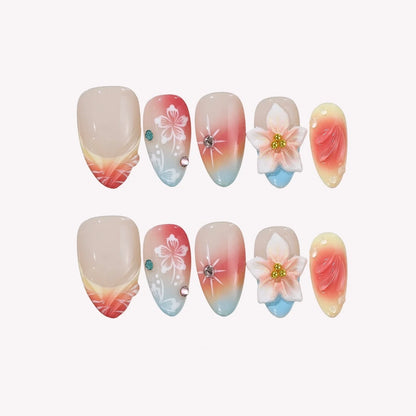 Sunny Sip Aura Fresh Almond Press On Nails