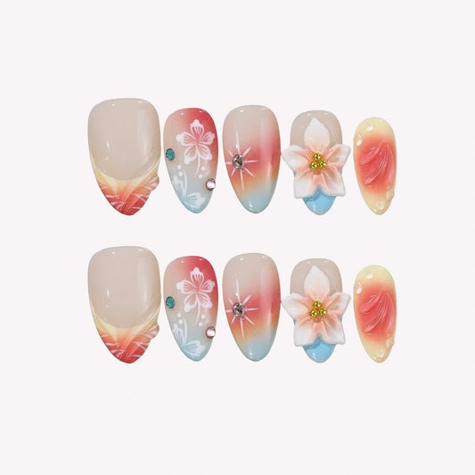 Sunny Sip Aura Fresh Almond Press On Nails