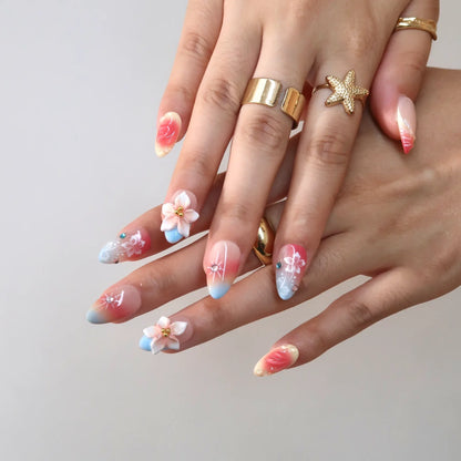 Sunny Sip Aura Fresh Almond Press On Nails
