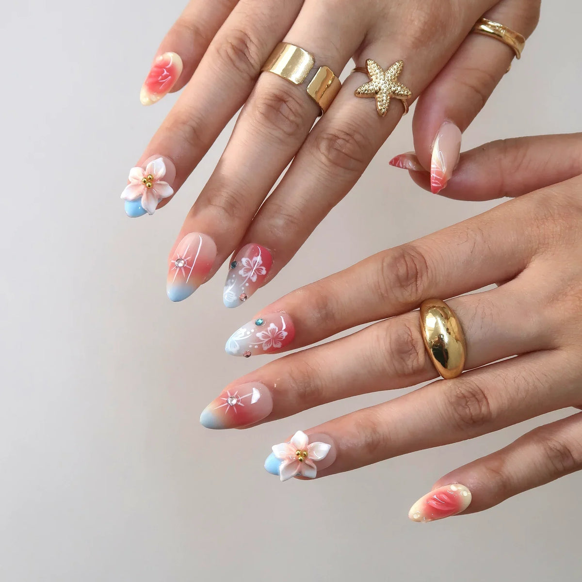 Sunny Sip Aura Fresh Almond Press On Nails