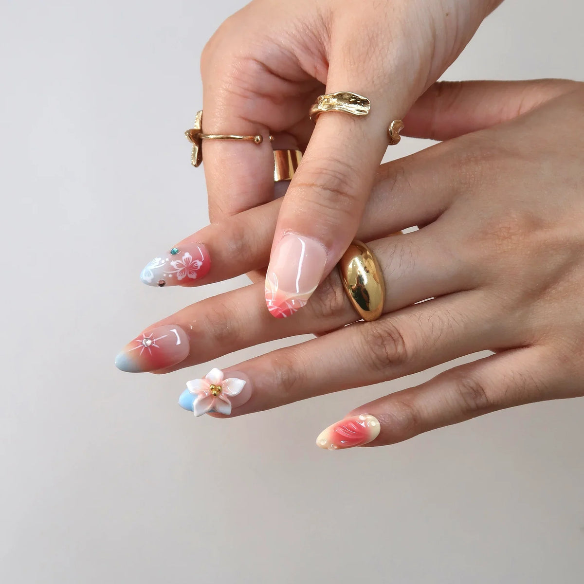 Sunny Sip Aura Fresh Almond Press On Nails