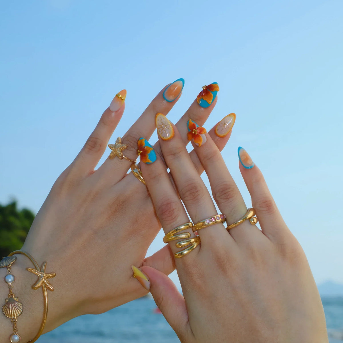 Sunny Soul Chrome Fresh Almond Press On Nails