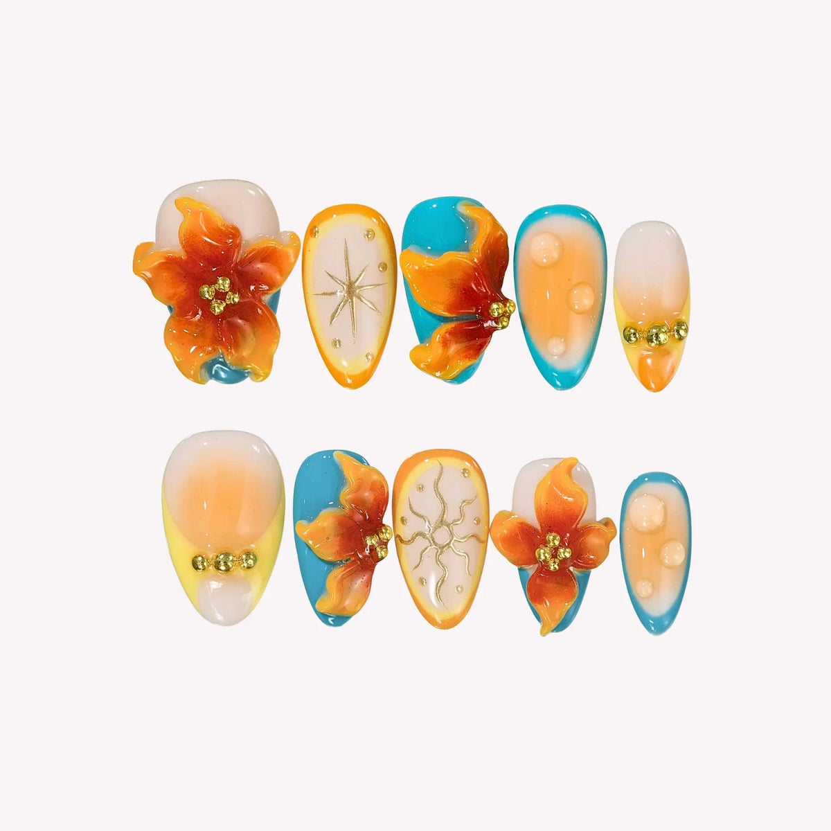 Sunny Soul Chrome Fresh Almond Press On Nails