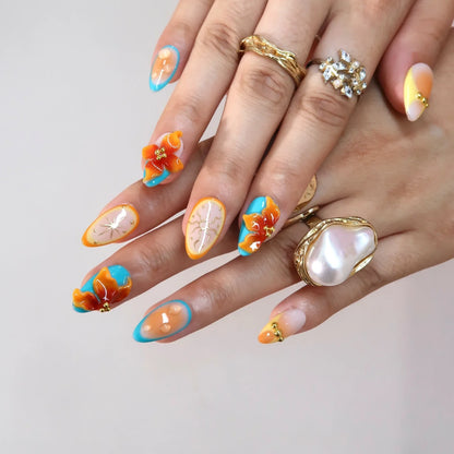 Sunny Soul Chrome Fresh Almond Press On Nails