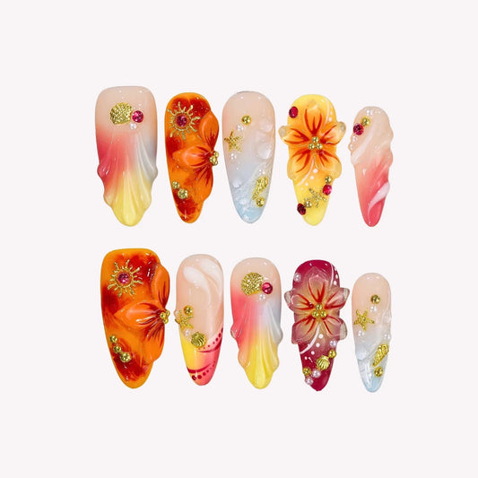 Sunshine Obsessed Aura Fresh Almond Press On Nails